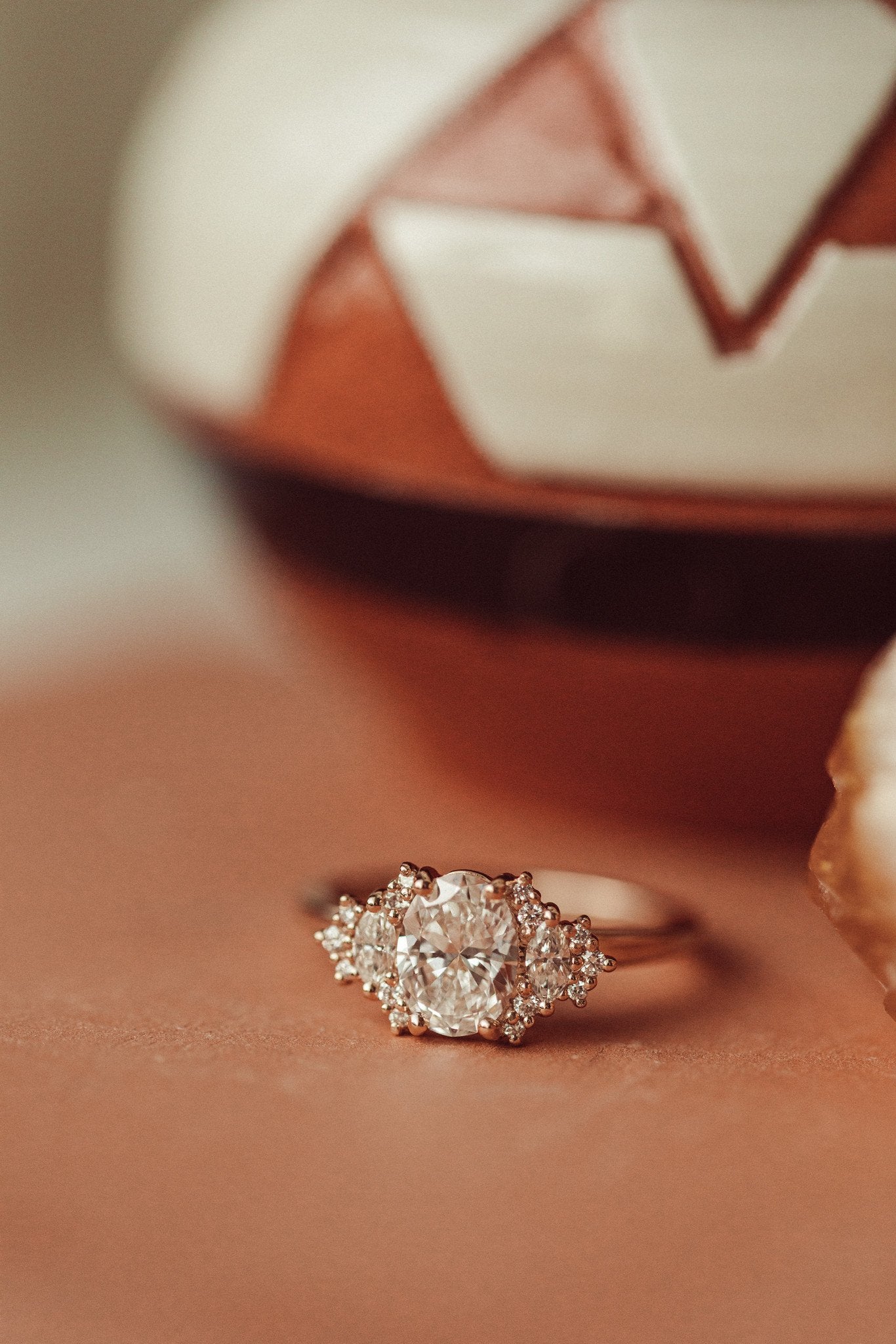 1.25 CT Carats Oval Cut Moissanite diamond Cluster Style Engagement Ring