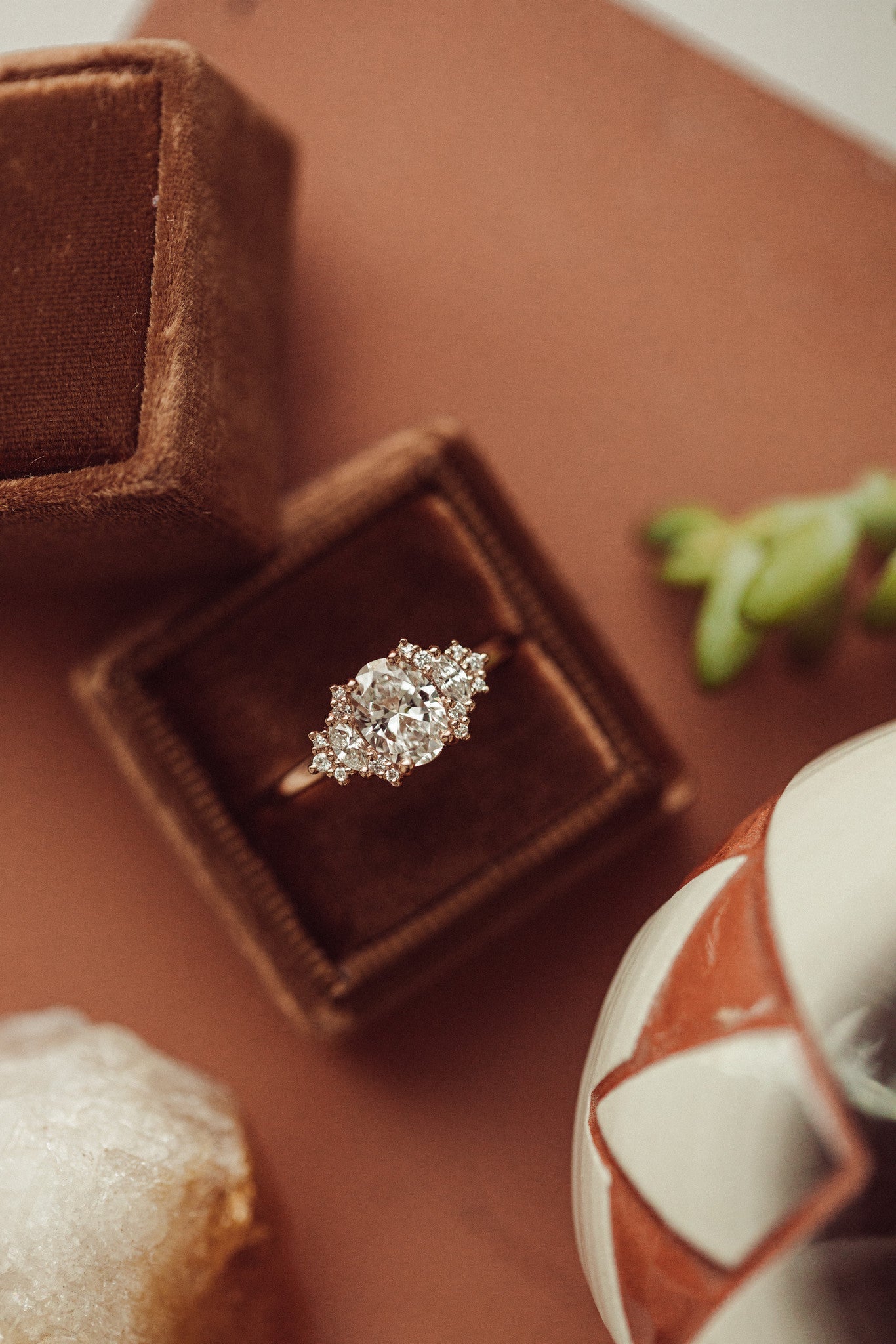 1.25 CT Carats Oval Cut Moissanite diamond Cluster Style Engagement Ring