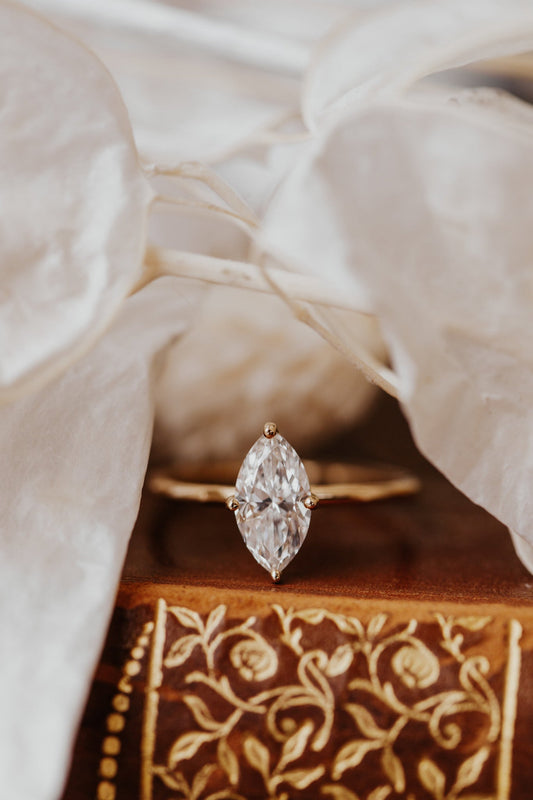 1.00 CT Carats Marquise Cut Moissanite diamond Solitaire Style Engagement Ring