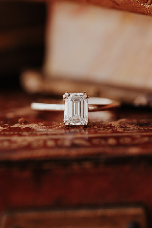 1.00 CT Carats Emerald Cut Moissanite diamond Solitaire Style Engagement Ring