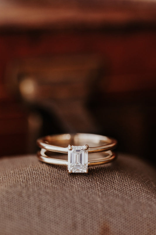 1.00 CT Carats Emerald Cut Moissanite diamond Solitaire Style Engagement Ring