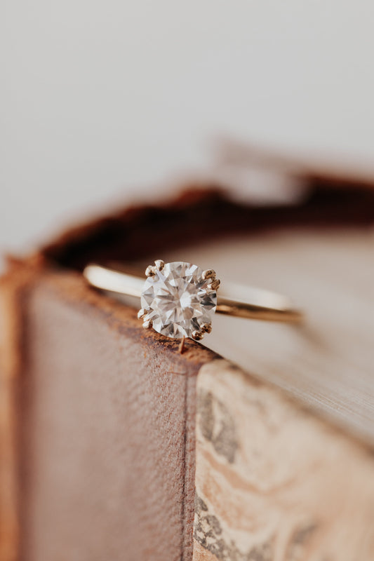 1.00 CT Carats Round Cut Moissanite diamond Solitaire Style Engagement Ring