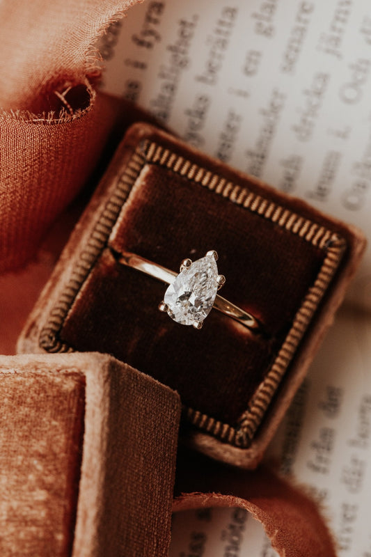 1.00 CT Carats Pear Cut Moissanite diamond Solitaire Style Engagement Ring
