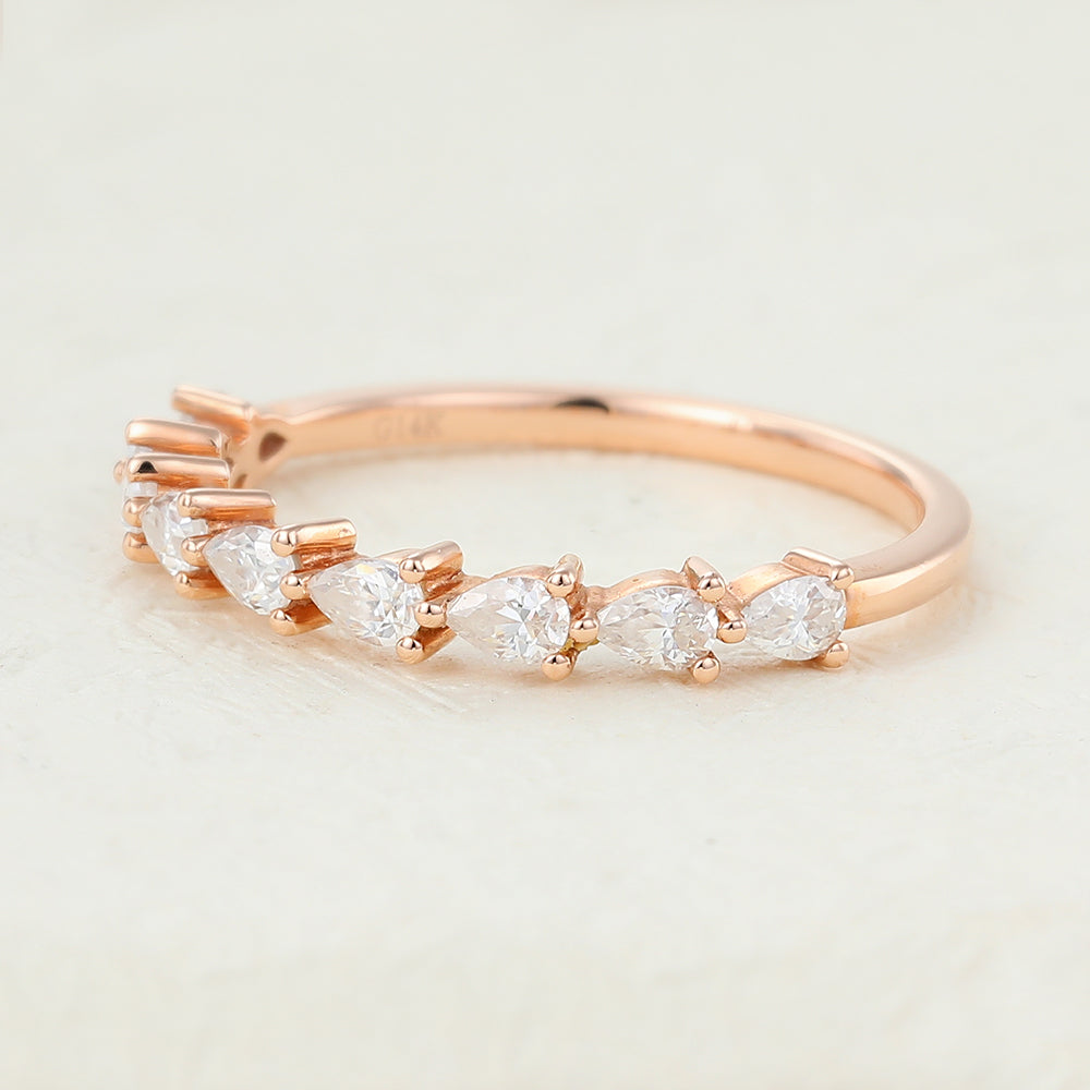 Ayden-0.63 TCW Pear Moissanite Vintage Wedding Band