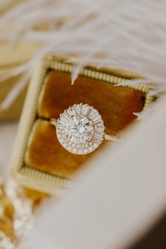1.00 CT Carats Round Cut Moissanite diamond Halo Style Engagement Ring