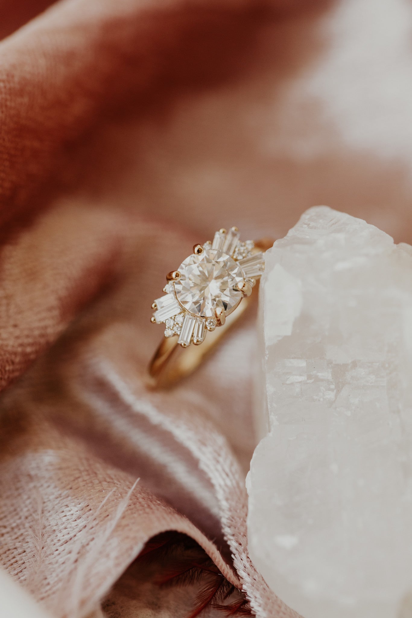 1.25 CT Carats Round Cut Moissanite diamond Cluster Style Engagement Ring
