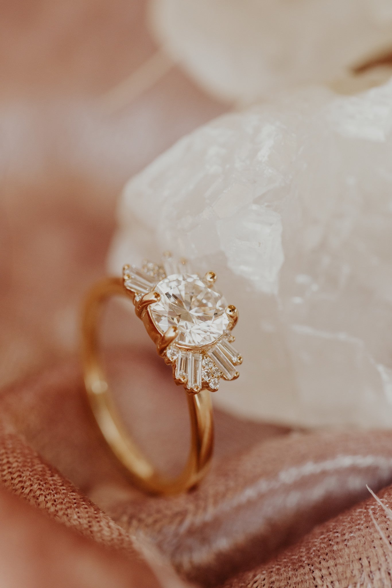 1.25 CT Carats Round Cut Moissanite diamond Cluster Style Engagement Ring