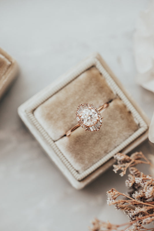 1.00 CT Carats Round Cut Moissanite diamond Cluster Style Engagement Ring