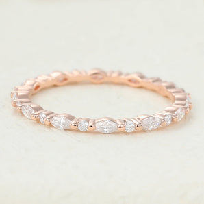 Adam-0.6 TCW Marquise & Round Moissanite Bezel Wedding Band