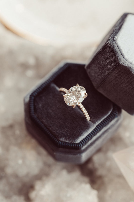 1.00 CT Carats Oval Cut Moissanite diamond Pave Style Engagement Ring