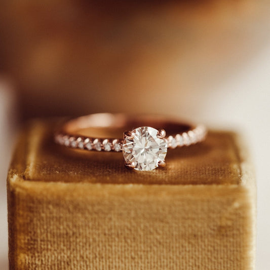 1.00 CT Carats Round Cut Moissanite diamond Pave Style Engagement Ring