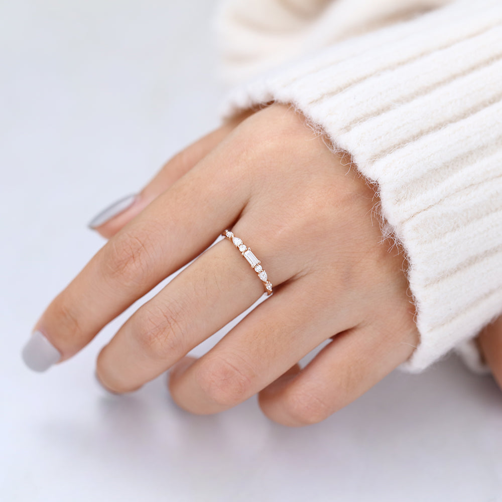 Chase-0.49 TCW Pear, Baguette, Marquise & Round Moissanite Multi Stone Wedding Band