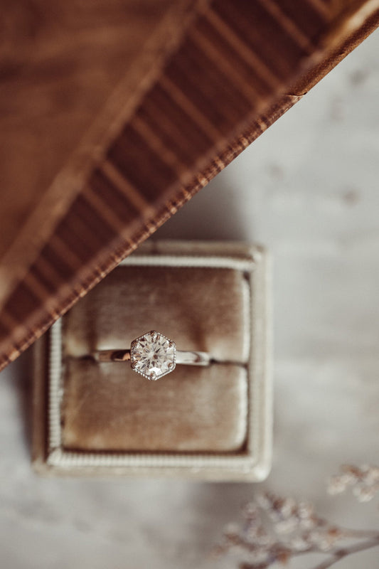 1.00 CT Carats Round Cut Moissanite diamond Solitaire Style Engagement Ring