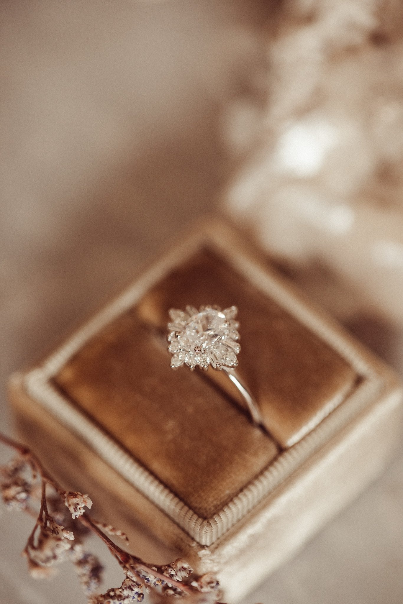 0.50 CT Carats Oval Cut Moissanite diamond Cluster Style Engagement Ring