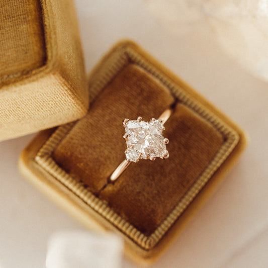 1.00 CT Carats Marquise Cut Moissanite diamond Cluster Style Engagement Ring