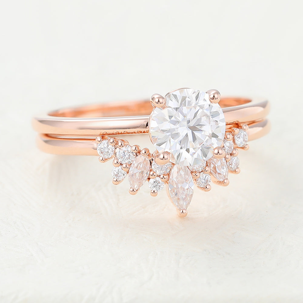 Jonah-0.68 Carats Round Moissanite Solitaire Bridal Ring Set