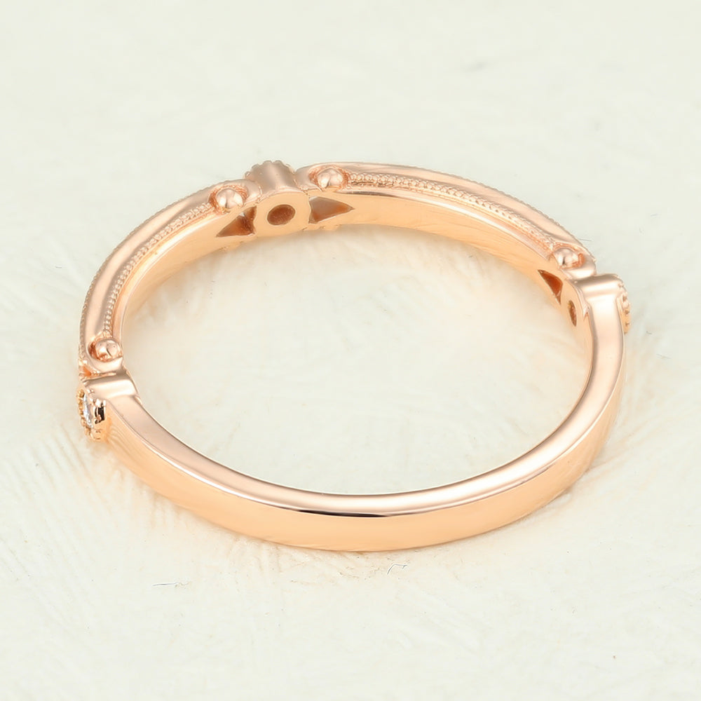 Ariana-0.15 TCW Round Moissanite vintage Wedding Band
