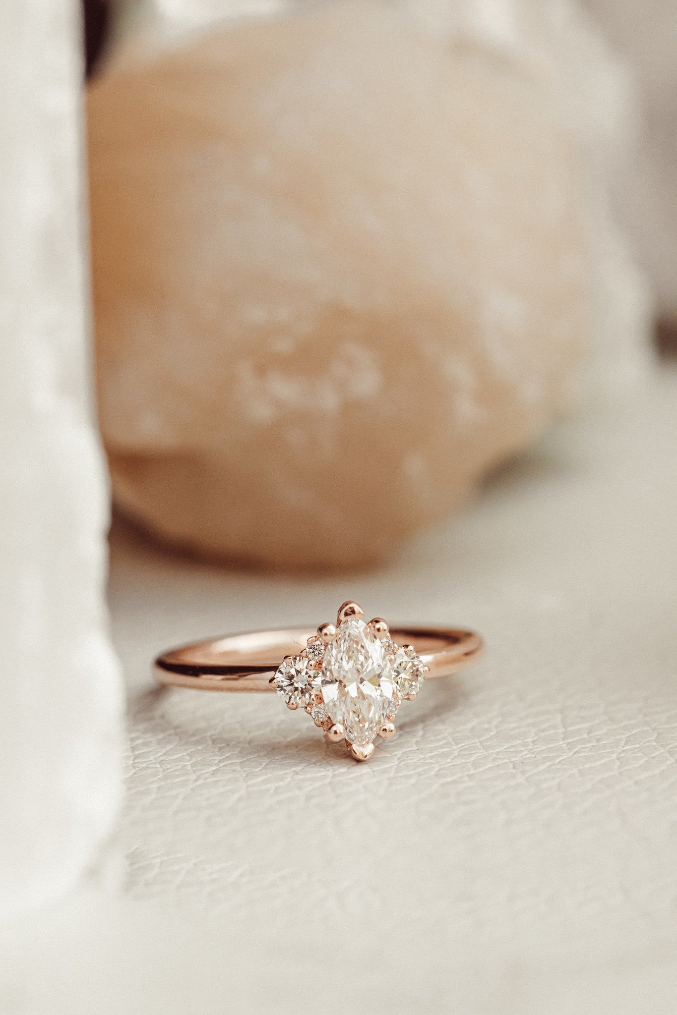 0.50 CT Carats Marquise Cut Moissanite diamond Cluster Style Engagement Ring