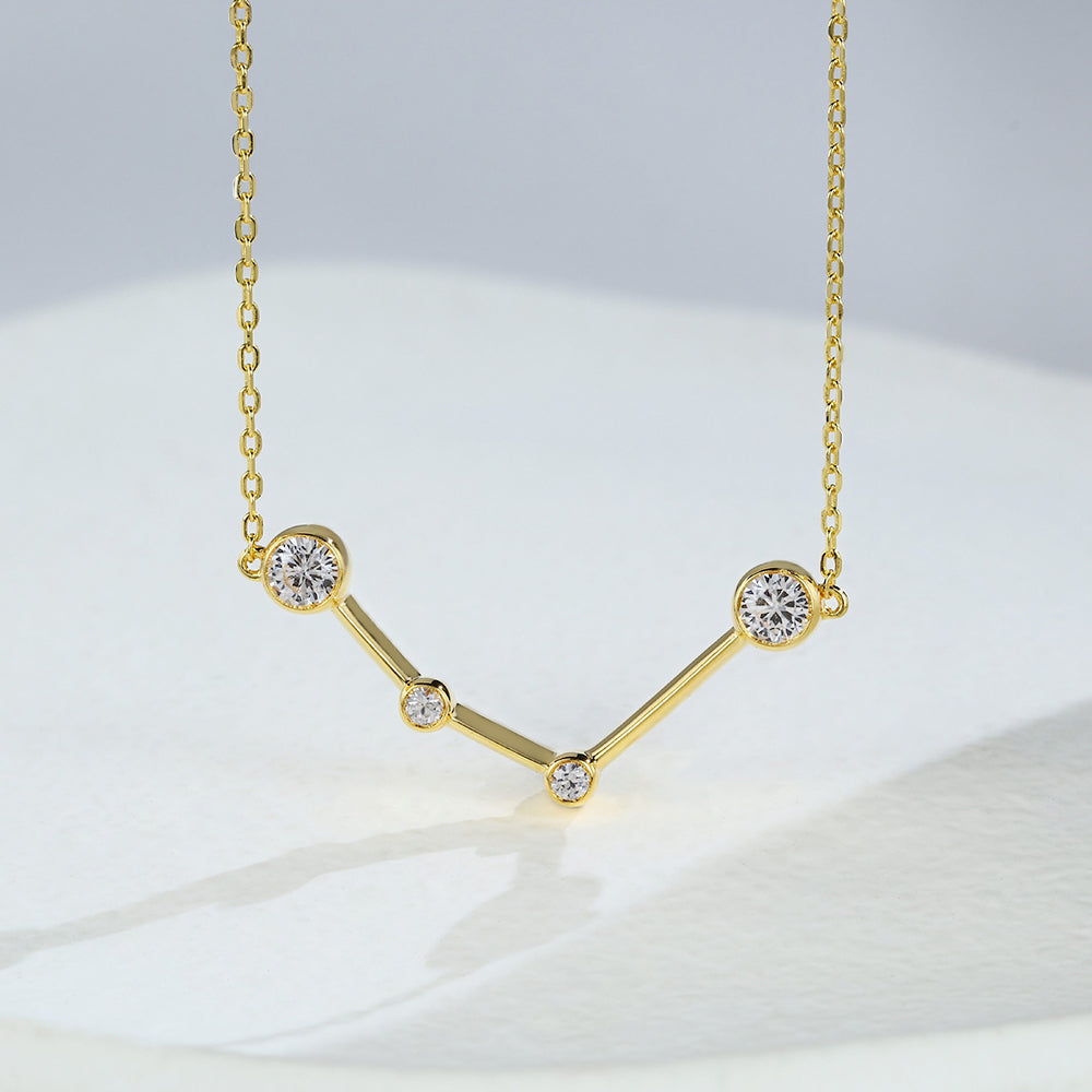 Hazel-0.75 Carats Round Moissanite Zodiac Sign Necklace