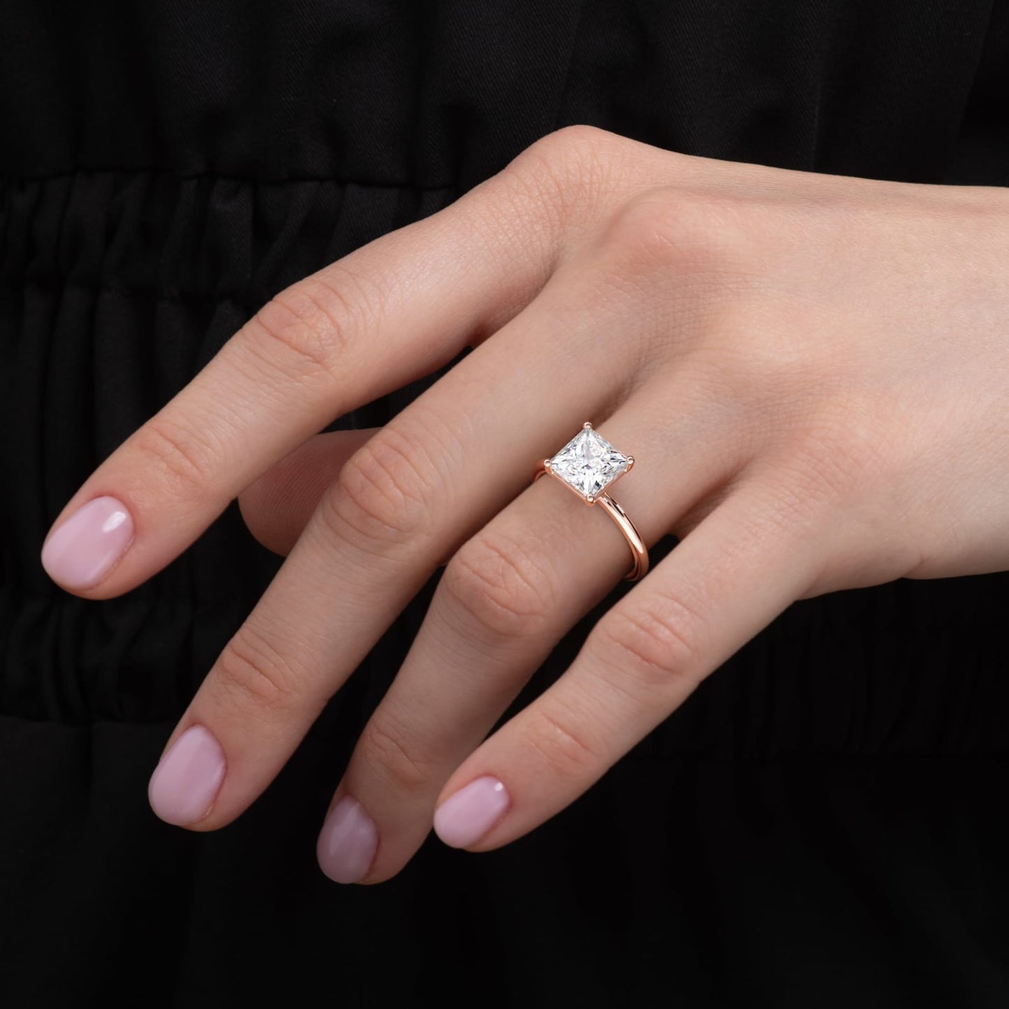 Hadley-1.70 Carats Princess Moissanite Solitaire Engagement Ring