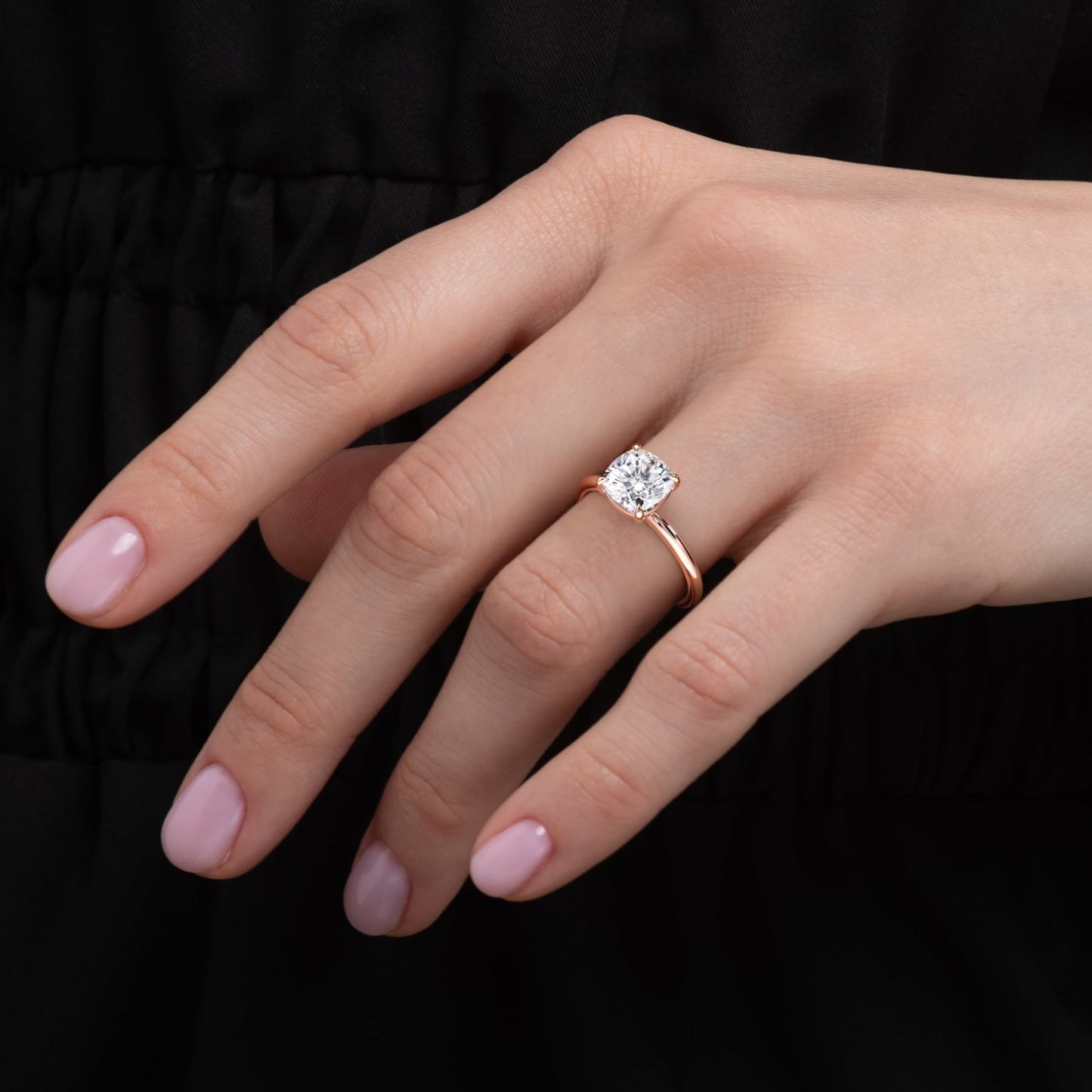 Lily-1.30 Carats Cushion Moissanite Solitaire Engagement Ring