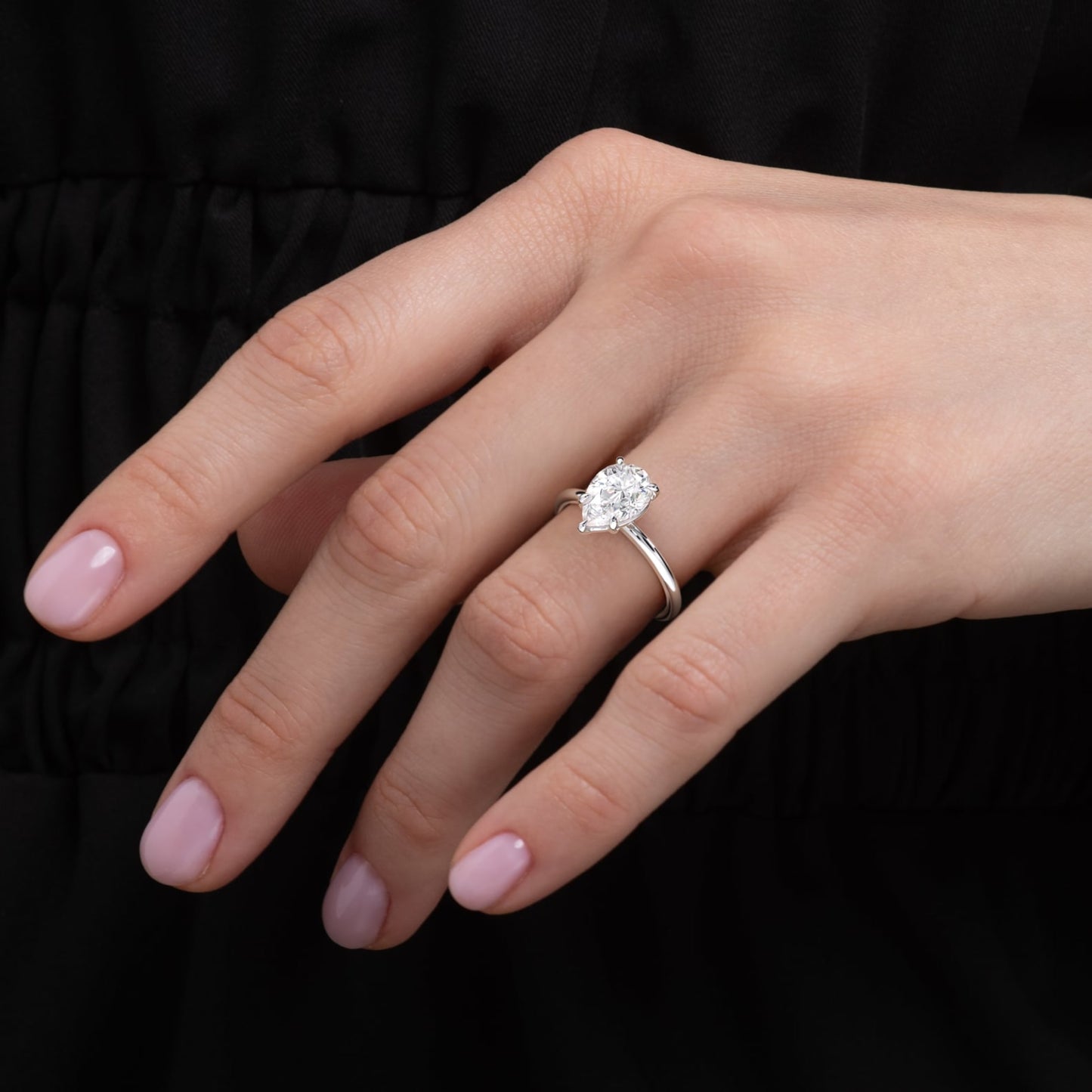 Chloe-1.25 Carats Pear Moissanite Solitaire Engagement Ring