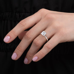 Lily-1.30 Carats Cushion Moissanite Solitaire Engagement Ring