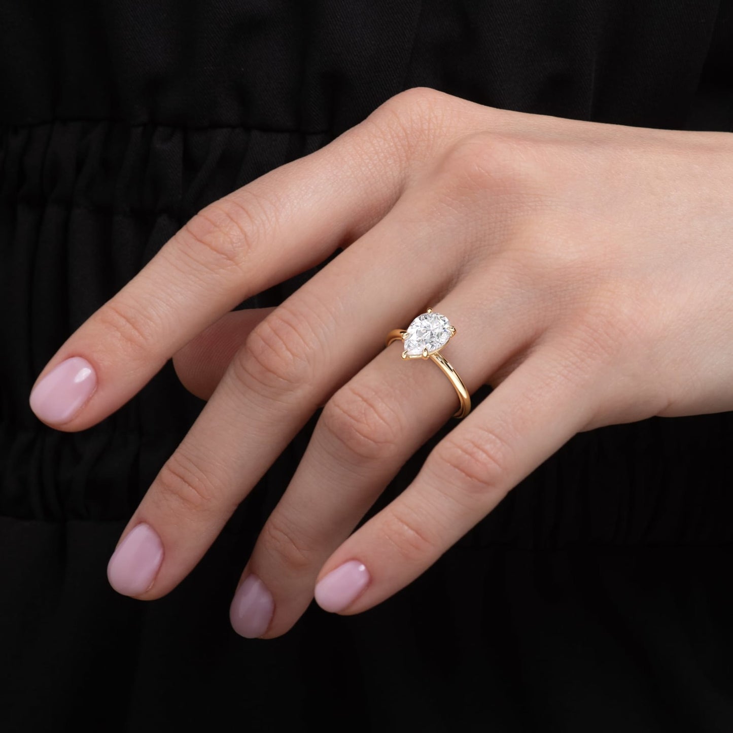 Chloe-1.25 Carats Pear Moissanite Solitaire Engagement Ring