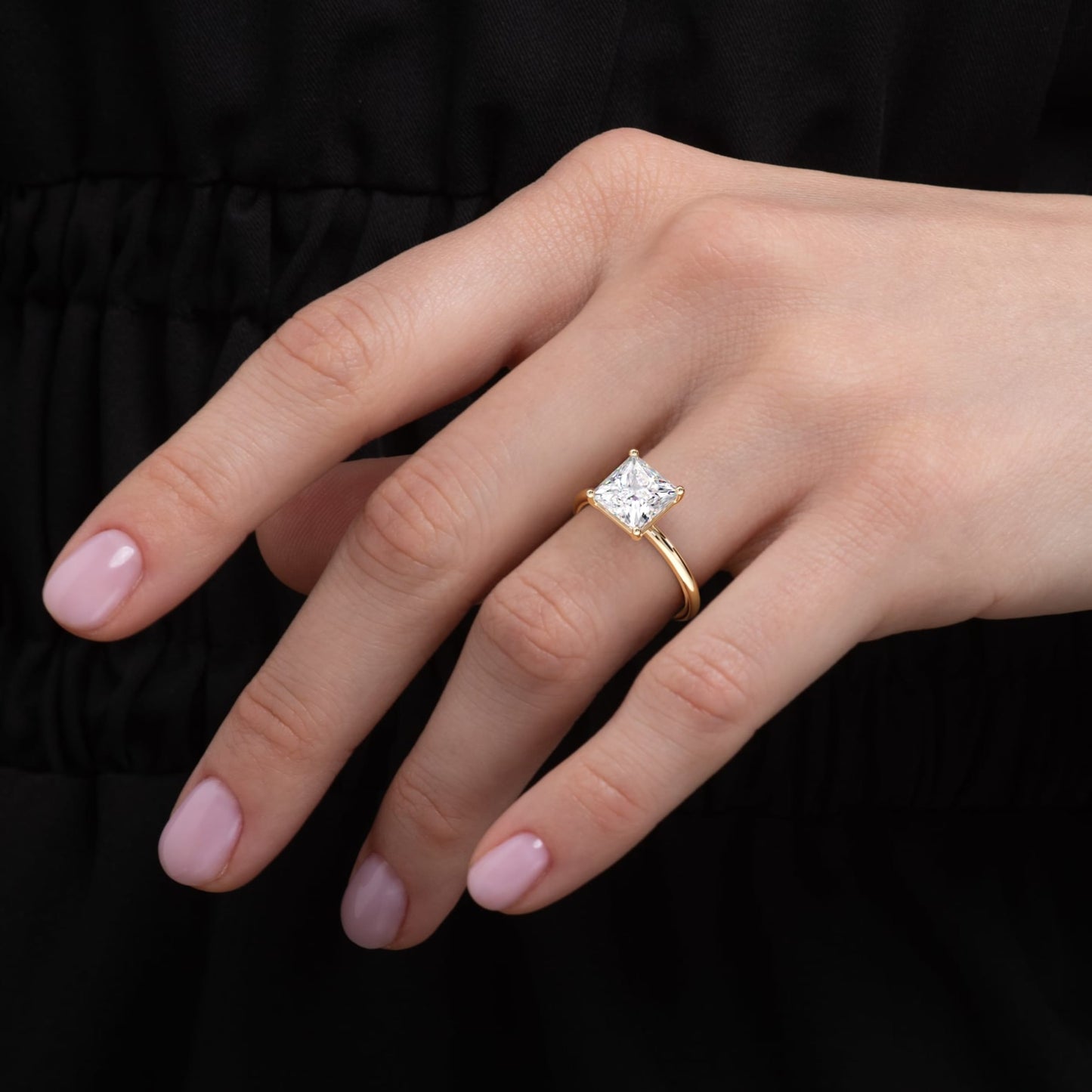 Hadley-1.70 Carats Princess Moissanite Solitaire Engagement Ring