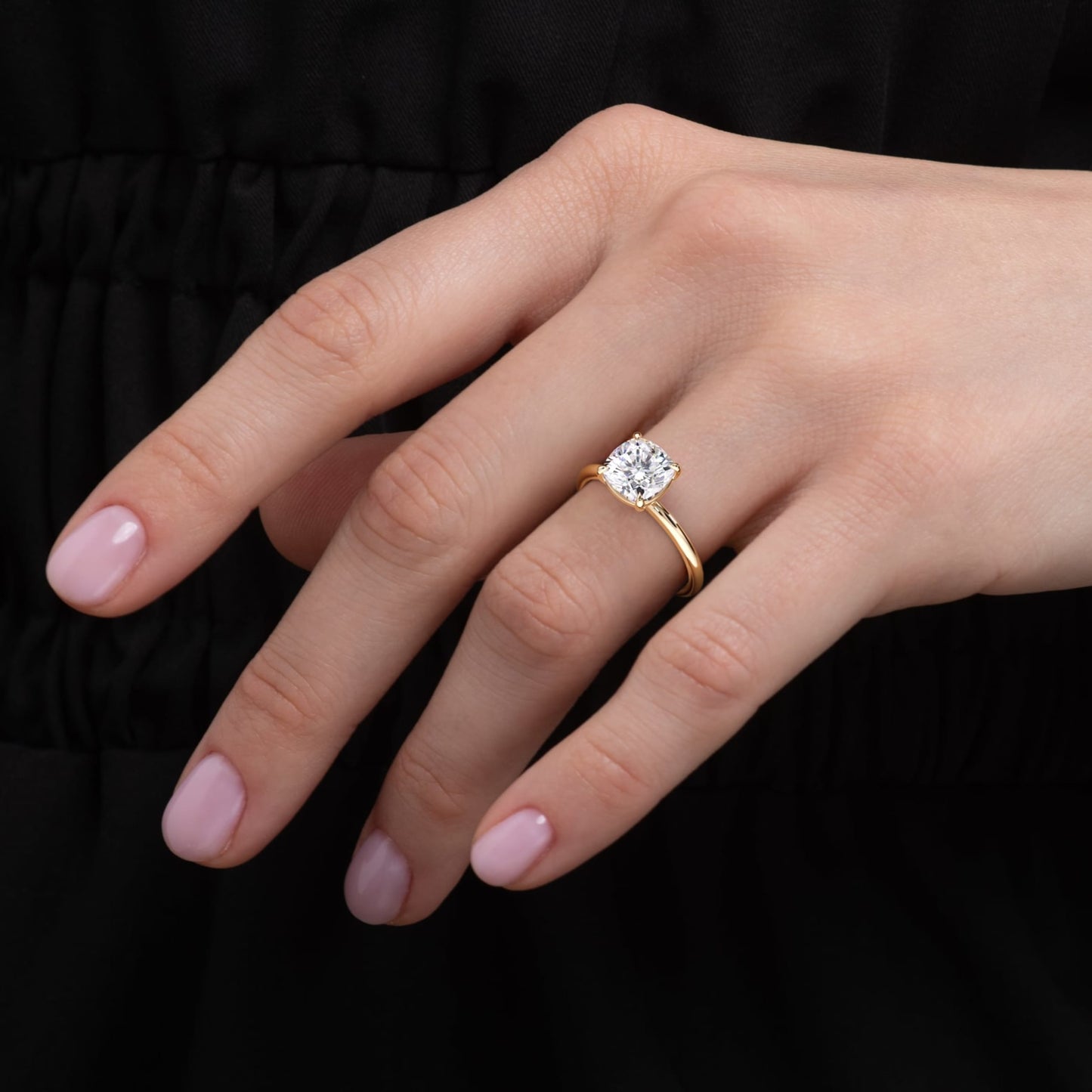 Lily-1.30 Carats Cushion Moissanite Solitaire Engagement Ring