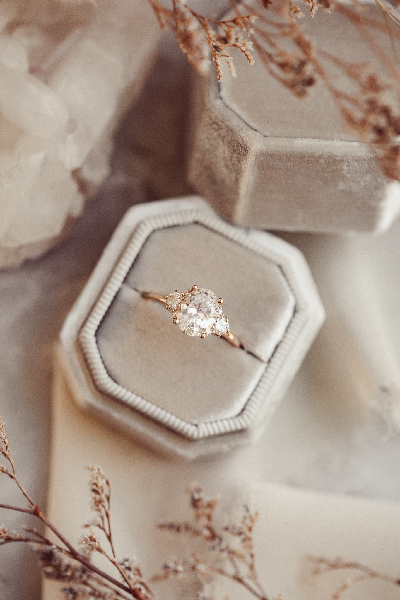 1.5 CT Carats Oval Cut Moissanite diamond Culster Style Engagement Ring