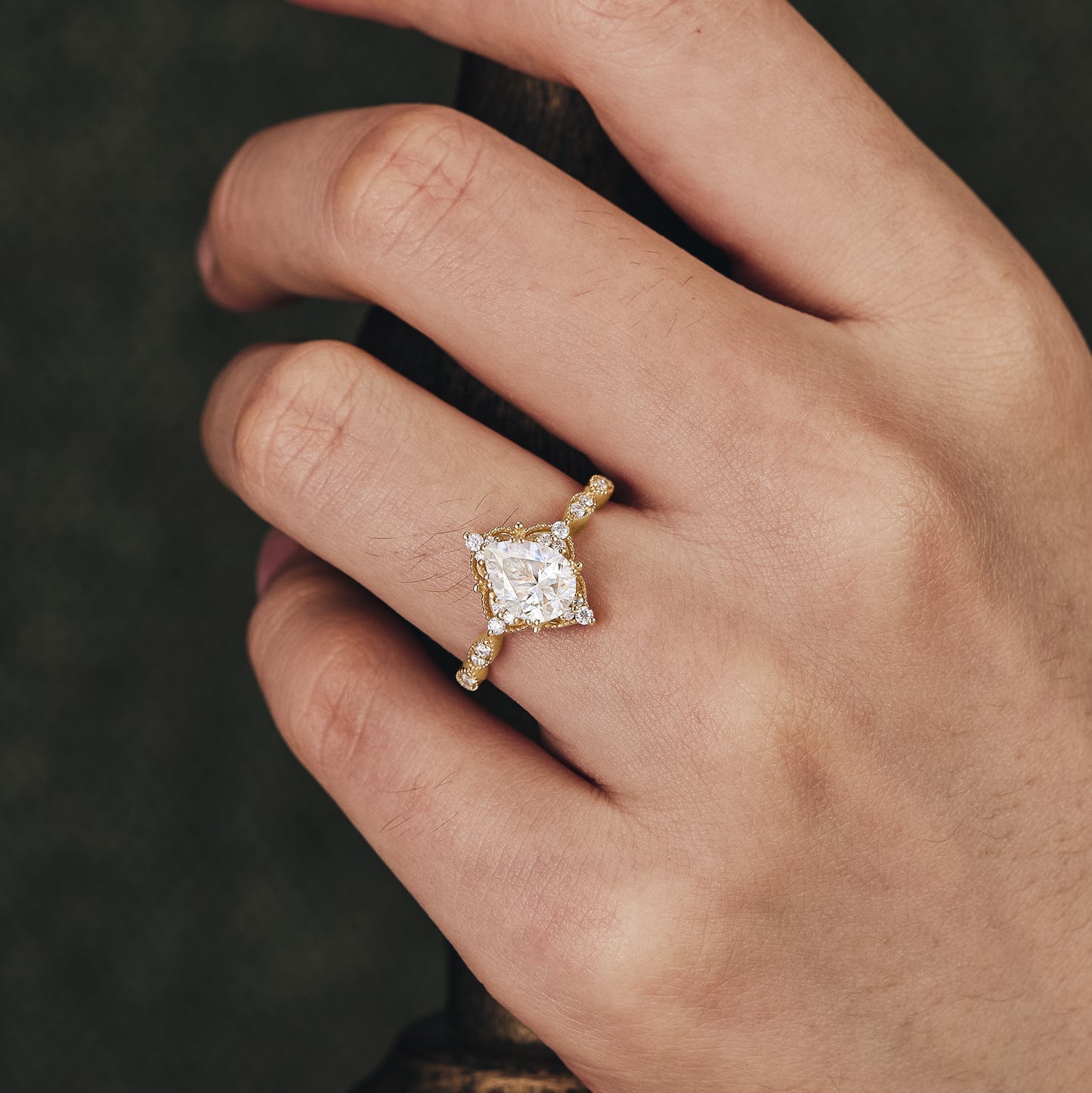 1.2 CT Carat Moissanite Diamond Pear Shape Vintage Engagement Ring