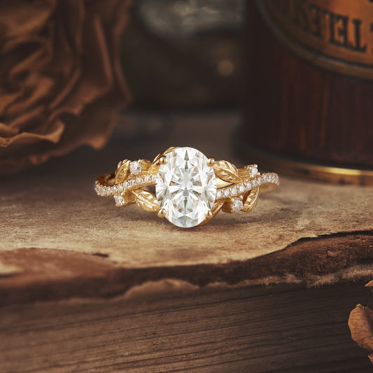 1.5 CT Carat Moissanite Diamond Oval Shape Vintage Engagement Ring
