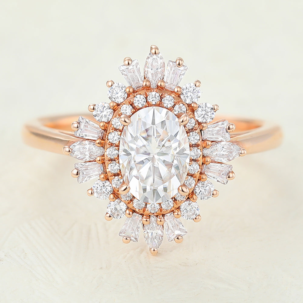 April-0.84 Carats Oval Moissanite Double Halo Engagement Ring