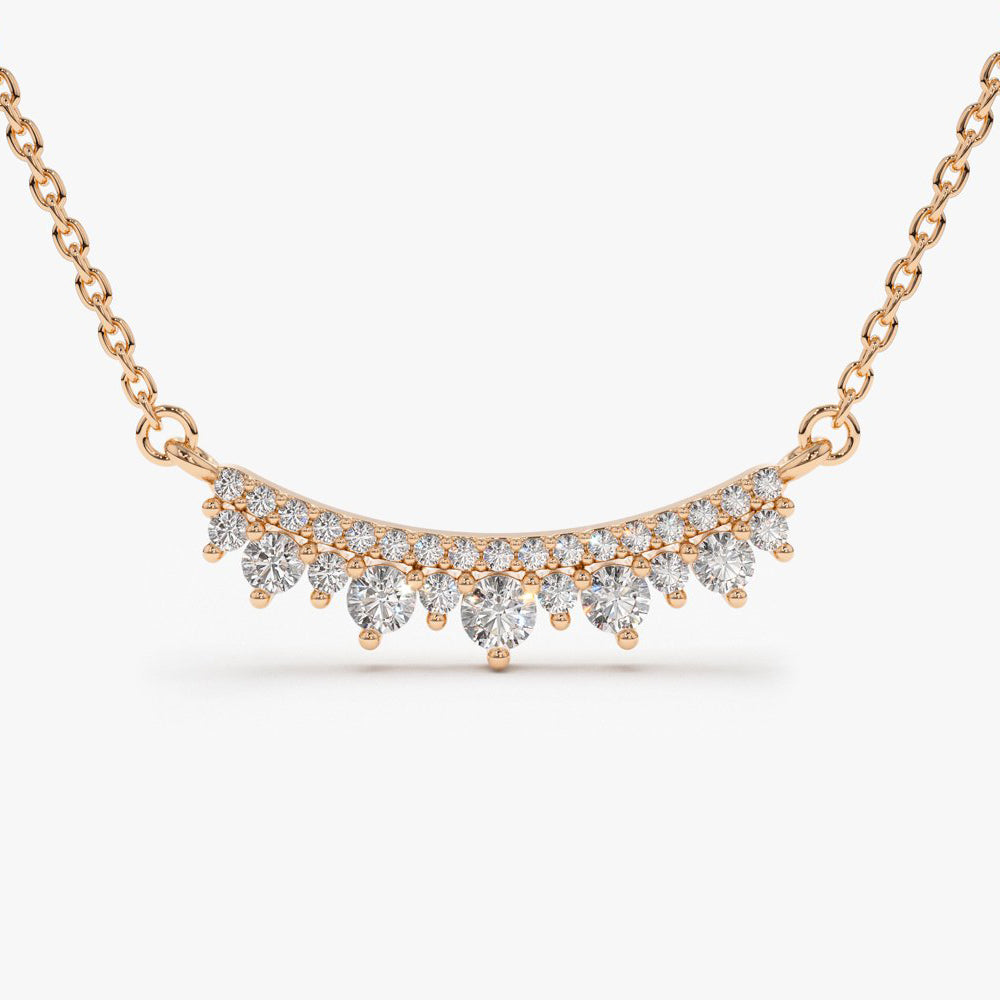 Lillian-0.35 Carats Round Moissanite Curved Bar Necklace