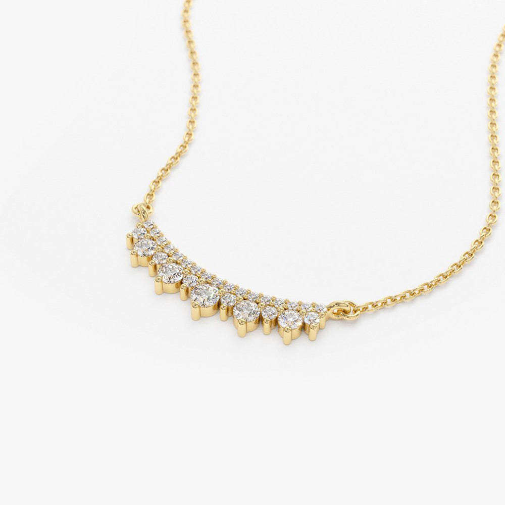 Lillian-0.35 Carats Round Moissanite Curved Bar Necklace