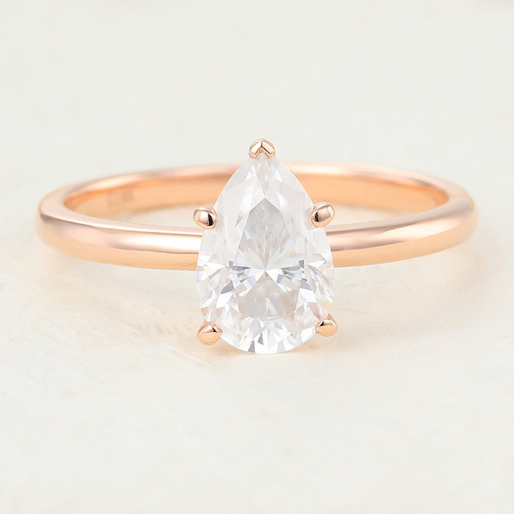 Karen-1.5 Carats Pear Moissanite Solitaire  Engagement Ring