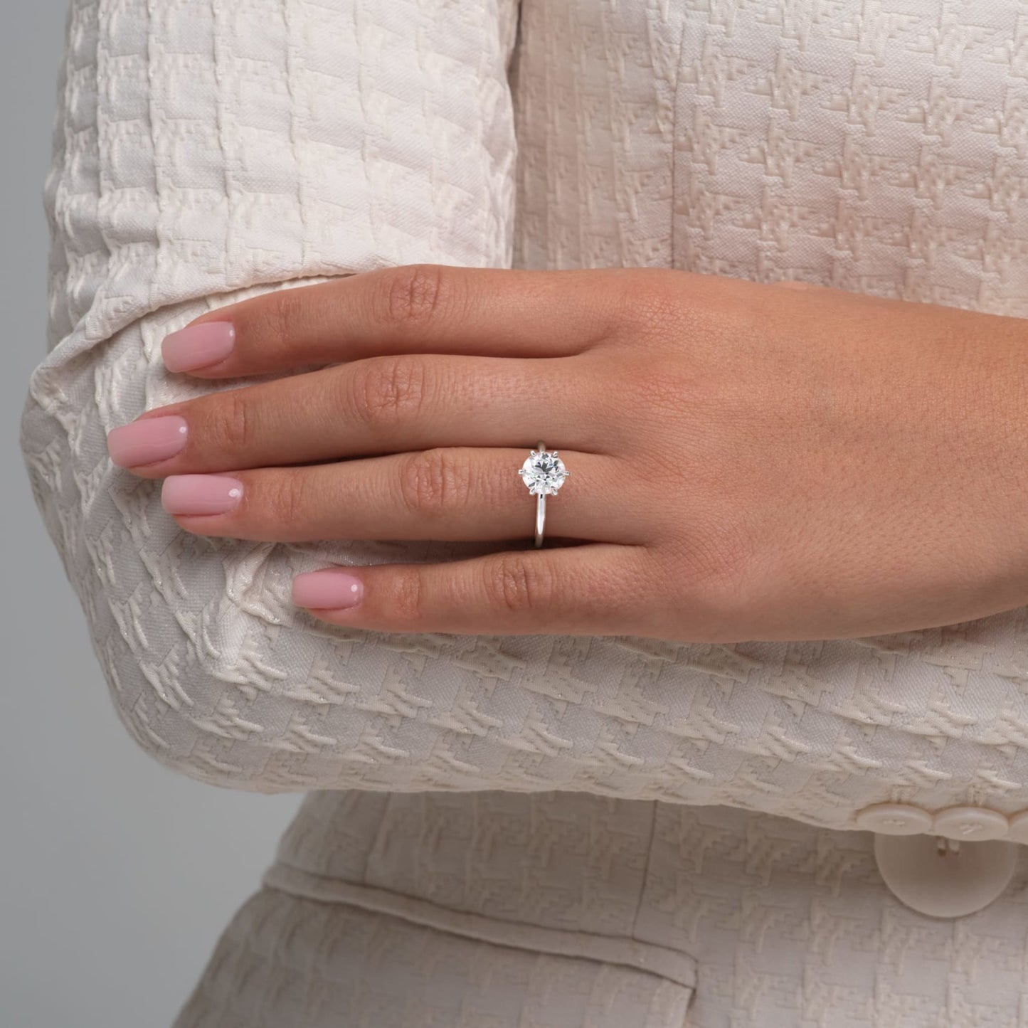 Gabrielle-1.40 Carats Round Moissanite Solitaire Engagement Ring
