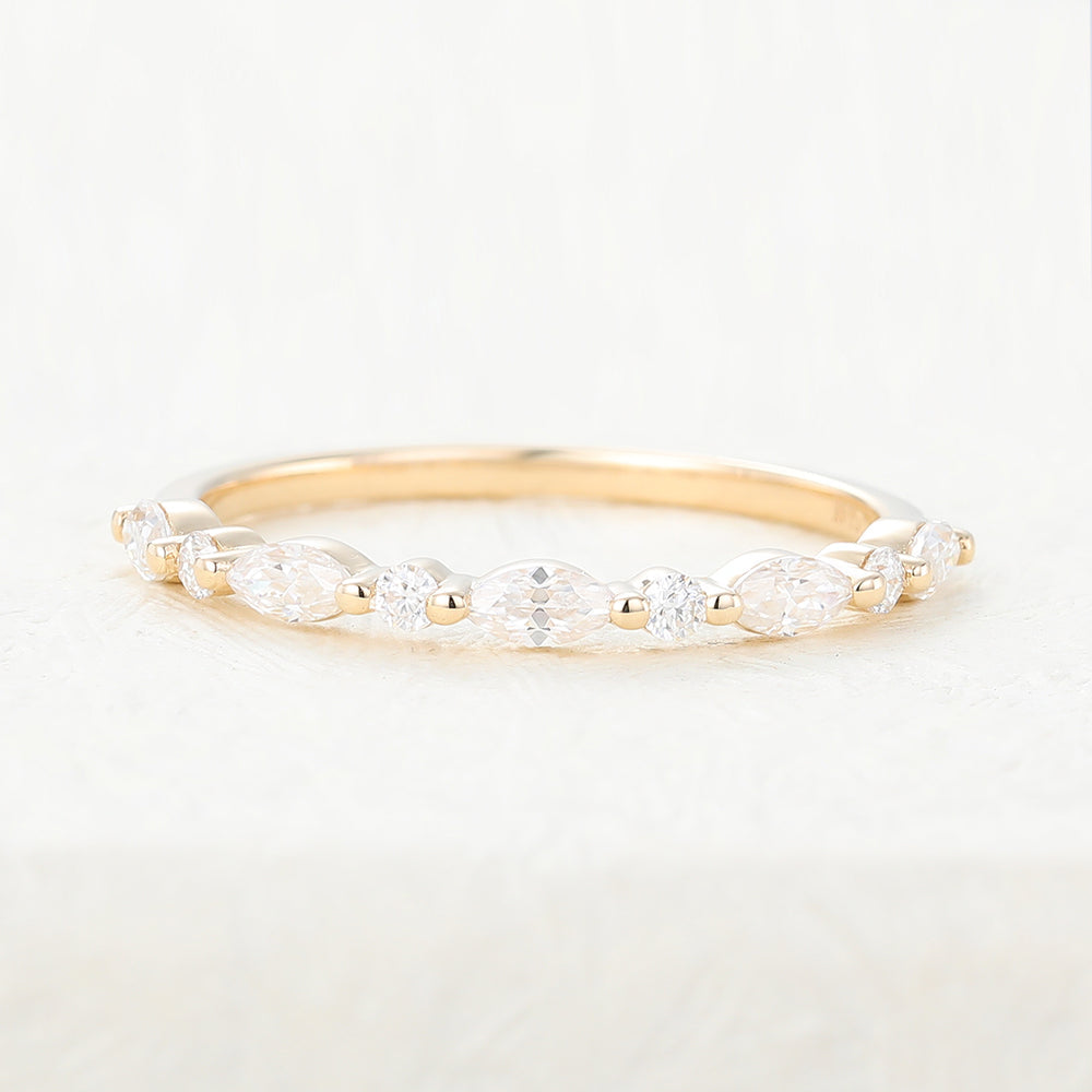 Roman-0.44 TCW Marquise & Round Moissanite Semi Eternity Wedding Band