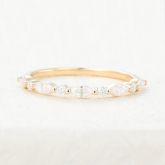 Roman-0.44 TCW Marquise & Round Moissanite Semi Eternity Wedding Band