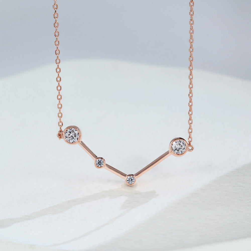 Hazel-0.75 Carats Round Moissanite Zodiac Sign Necklace