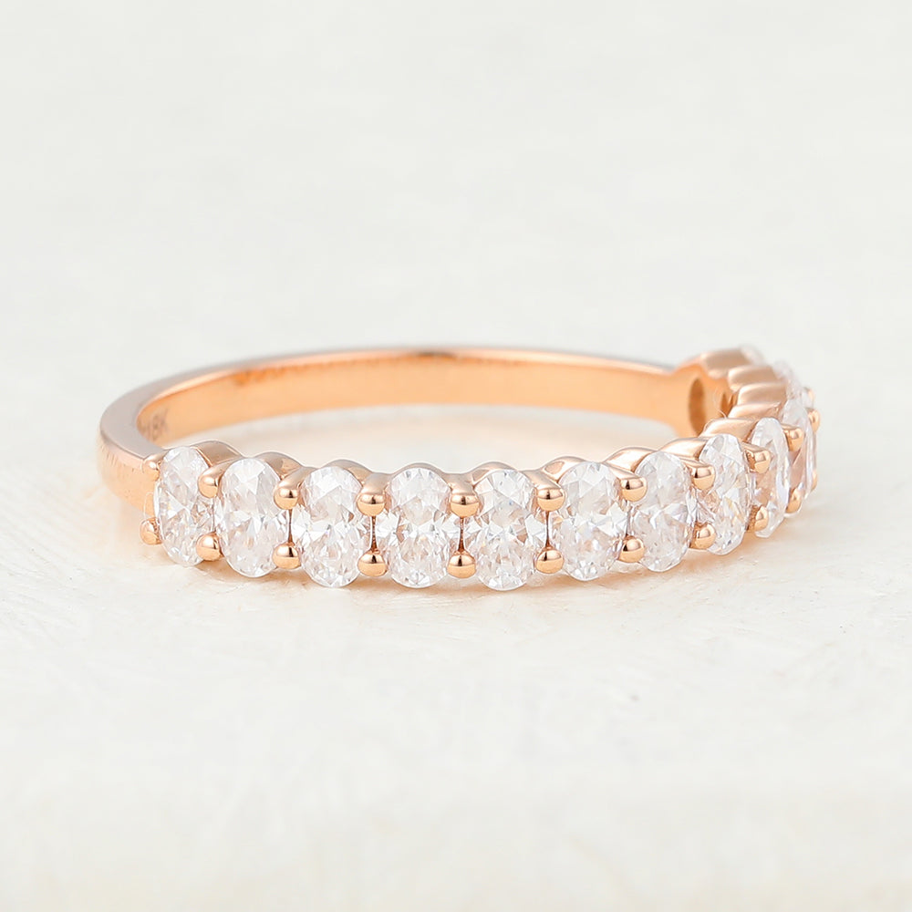 Timothy-0.78 TCW Oval Moissanite Bezel Wedding Band