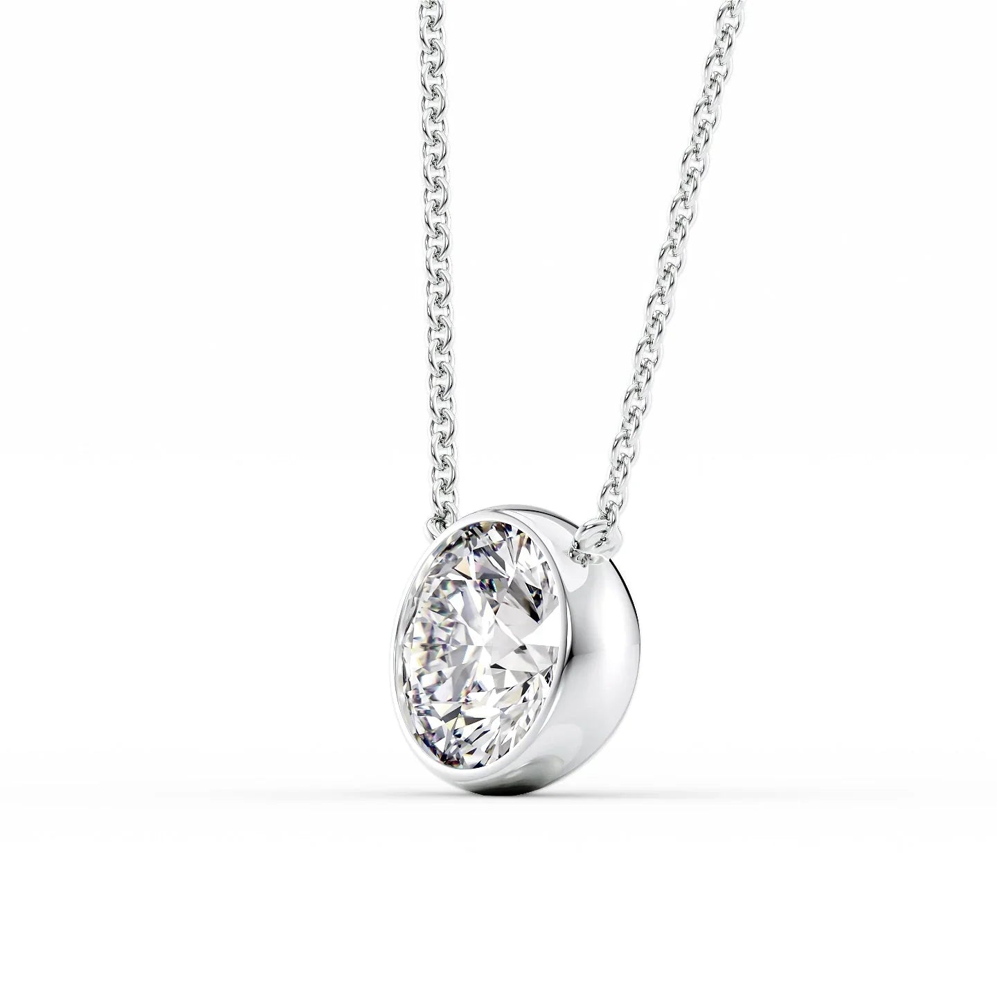 Savannah-2.0 Carats Round Moissanite Bezel Necklace