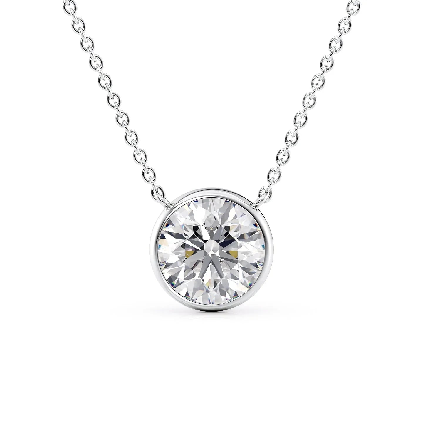 Savannah-2.0 Carats Round Moissanite Bezel Necklace
