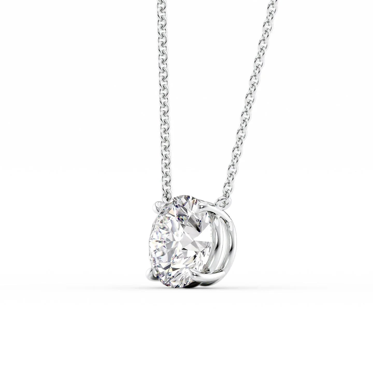 Audrey-2.0 Carats Round Moissanite Solitaire Necklace