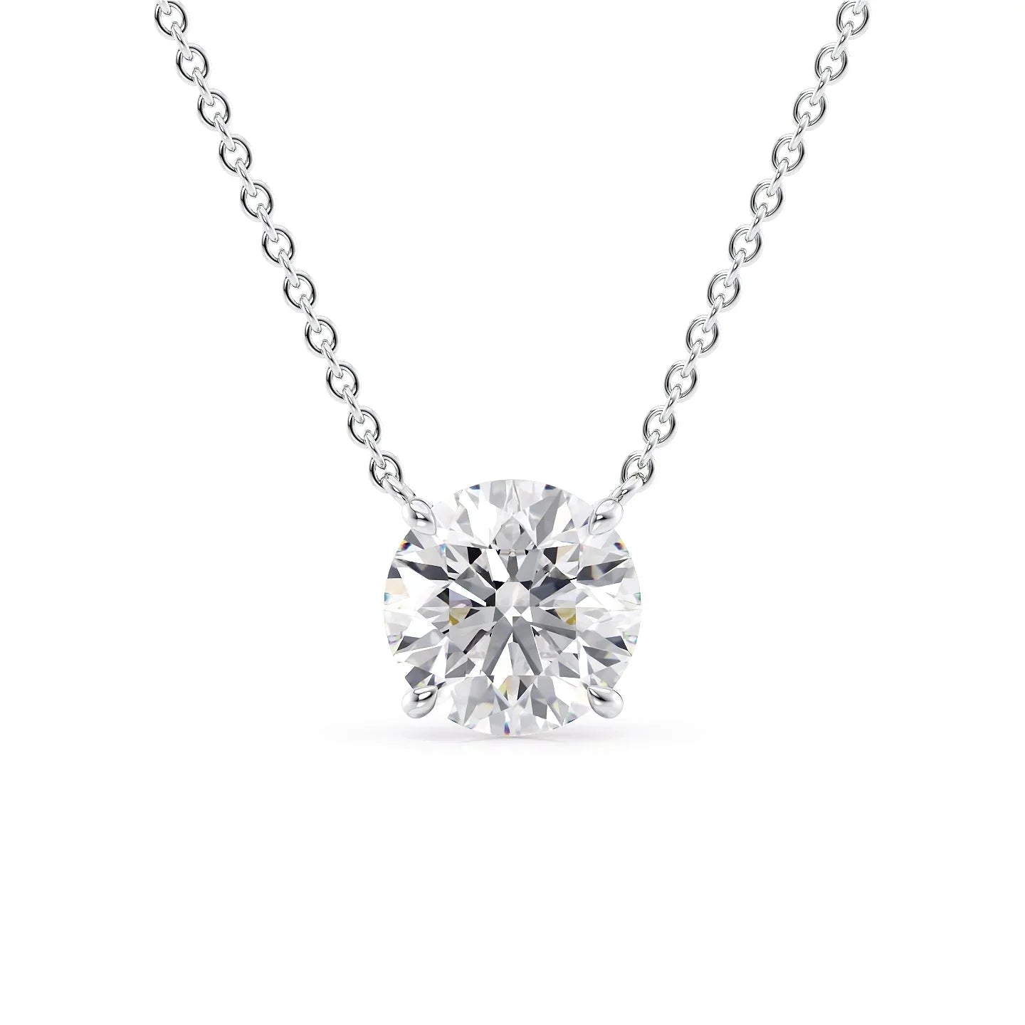 Audrey-2.0 Carats Round Moissanite Solitaire Necklace