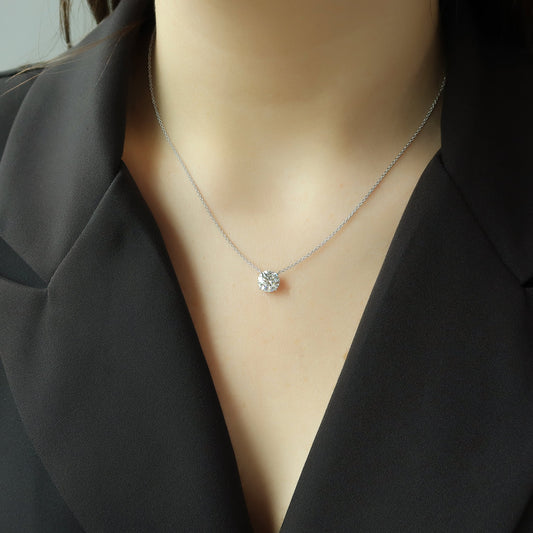 Audrey-2.0 Carats Round Moissanite Solitaire Necklace