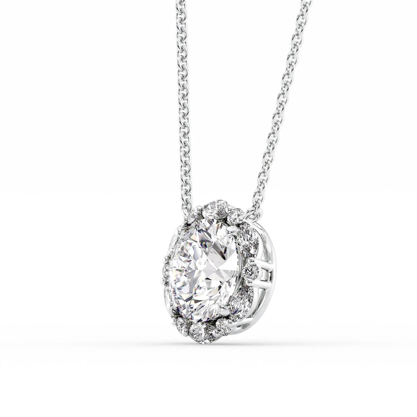 Addison-2.0 Carats Round Moissanite Halo Necklace