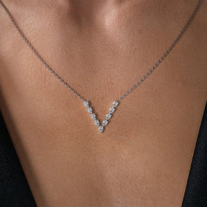 Aria-0.65 Carats Round Moissanite V shape Necklace