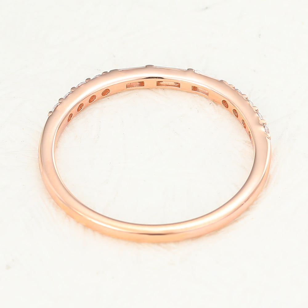 Bryson-0.28 TCW Baguette & Round Moissanite Bar Setting Wedding Band